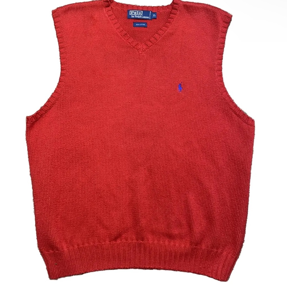 Polo Ralph Lauren Sweater Vest Red Sz Xl Preppy Casual Office Business Casual